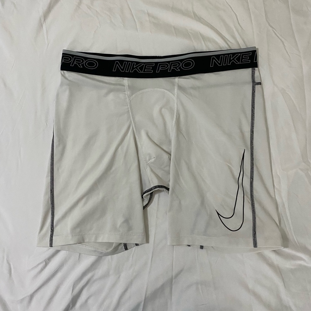 Nike Pro Dri-FIT White and Black Shorts